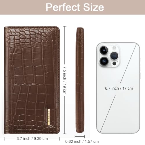 Image of Wallet Women Bifold Faux Crocodile Leather Slim Thin Long Wallets