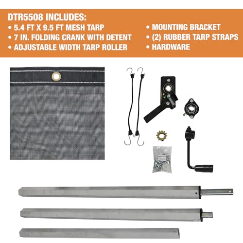 Image of Buyers Products DumperDogg DTR5508 Manual Dump Tarp Kit with 5-1 /3 Ft. X 9-1 /2 Ft. Mesh Tarp