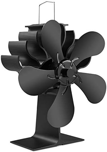 5 Blades Heat Powered Stove Fan - PYBBO Silent Motors Wood Burning Stove Fireplace Fan Circulates Warm/Heated Air Eco Stove Fan for Gas/Pellet/Wood/Log Stoves with Magnetic Thermometer- The Best Christmas/New Year Gift
