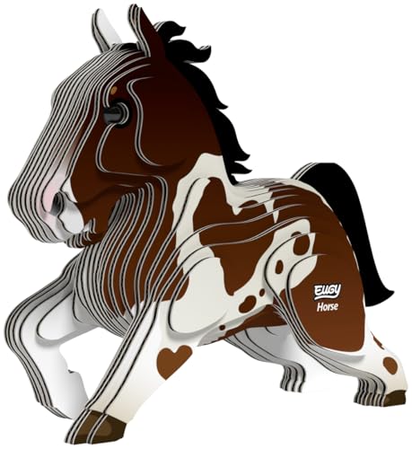 EUGY 650134 Pferd, 3D Tier-Puzzle fĂĽr Kinder und Erwachsene zum Zusammenbauen, DIY Tierfigur, Bastelset ab 6 Jahren