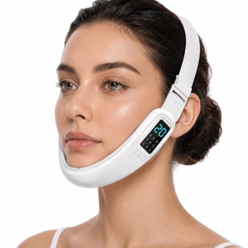 Electric Double Chin Device and V-Face Machine with 8 Modes and 15 Gear Adjustable Intensities - Intelligent Double Chin Machine for V-face