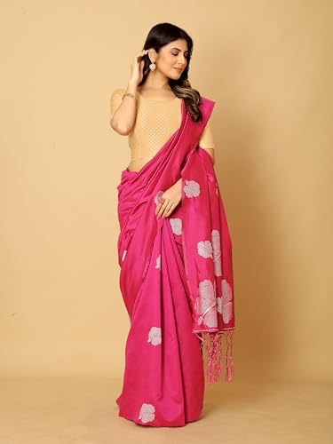 Image of Amazon Brand - Anarva Round Neck Dobby Cotton Lycra Stretchable Elbow Half Sleeve Readymade Saree Blouse for Women Stylish