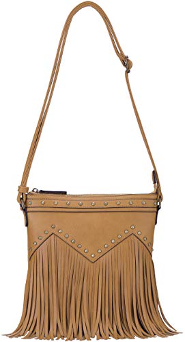 Image of B BRENTANO Vegan Fringed Crossbody Bag with Studs