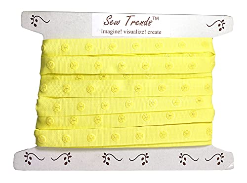 2 Yards Plastic Snap Button Polyester Tape Ribbon Hook & Eye Zipper Popper Press Stud Fastener Baby Crotch Fastening Duvet Sewing Renaissance Dance Costume Drapery Lingerie-Lemon Yellow- Sp23-2 #TOP15