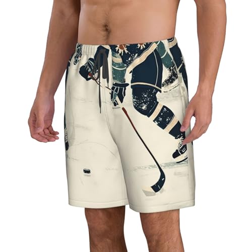 Men's Swim Trunks Quick Dry Bathing Suits Ice Hockey Pattern Beach Board Shorts Swimwear with Pockets2
