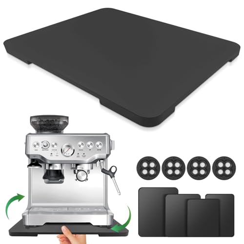 Appliance Slider 360&deg; Rolling Tray for Coffee Maker Bamboo Coffee Pot Slider Tray for Countertop...