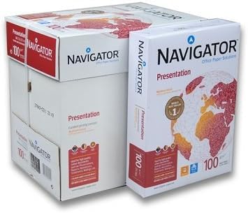 Papel Navigator Presentation, 5.000 hojas, 100 g/m², A4, Caja de 10 paquetes.