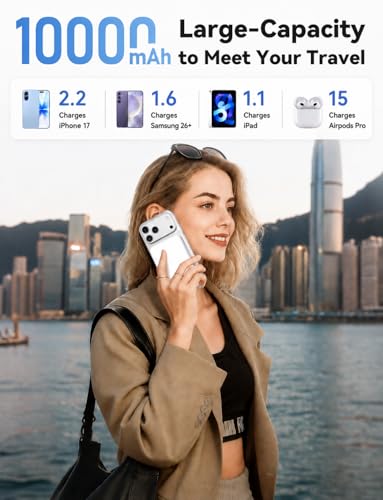 Image of Magnetic Portable Charger 10000mAh, Fast Charging MagSafe Battery Pack | 20W USB-C Fast Charging PowerBank with LED Display,Travel Essentials Wireless Charger for iPhone 17 /16 /15 /14 /13 /12, White