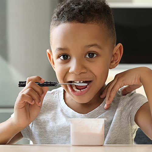 Flutesan 2 Pcs Butterfly Fork and Spoon Set, Tactical Butterfly Spoon Folding Stainless Steel Butterfly Fork for Travel Camping Hunting BBQ Kitchen, Black