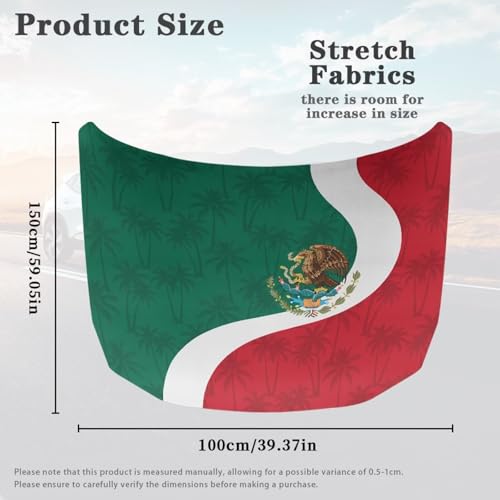 Image of Car Hood Cover Stretchable Car Hood Wrap Blanket Mexican Flag Waterproof Auto Decorative Accessories for Compact Sedan SUV Truck Minivan (59x39 Inch)