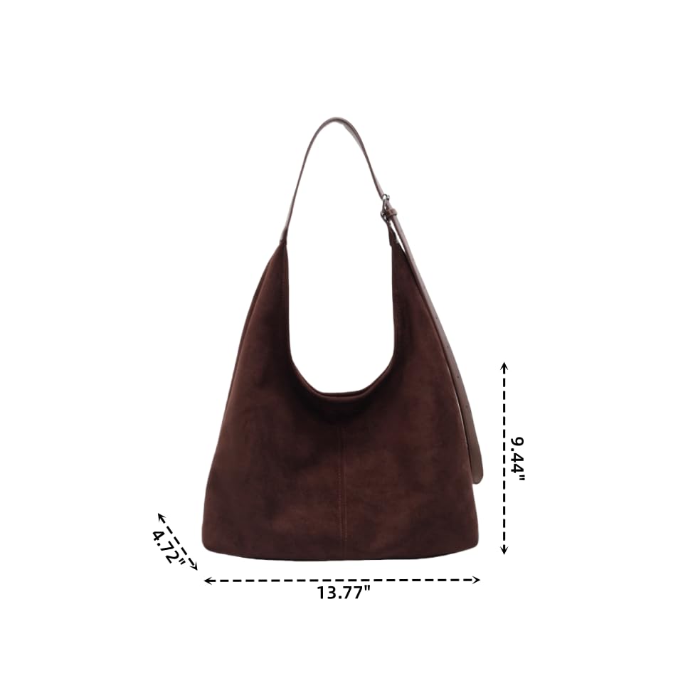 Suede Tote Bag for Women Slouchy Suede Purse Retro Adjustable Handbags Trendy Office Bag2