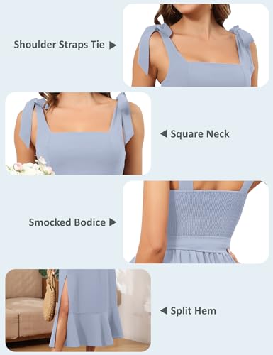 ROYAL MATRIX Women's Midi Dresses for Wedding Guest Semi Formal Dress for Cocktail Party Square Neck Split Bridesmaid Dress4