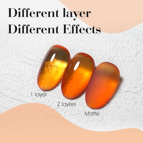 Image of CANNI Jelly Orange Gel Nail Polish, 1Pcs Orange Brown Fall Gel Polish Translucent Color High Gloss Soak Off U V French Nail Manicure Salon DIY