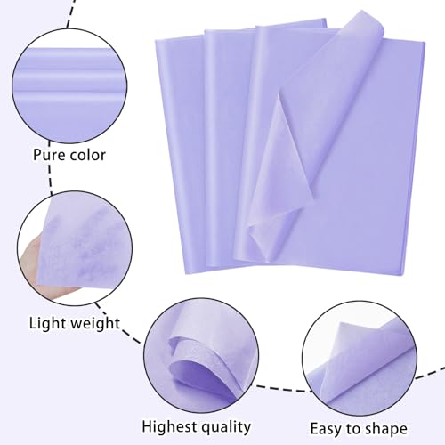 Image of 120 Sheets 20 inchX14 inch Tissue Paper for Gift Bags Wrapping, Light Purple Art Tissue Paper Bulk for Weddings Birthday Party Crafts Decoration