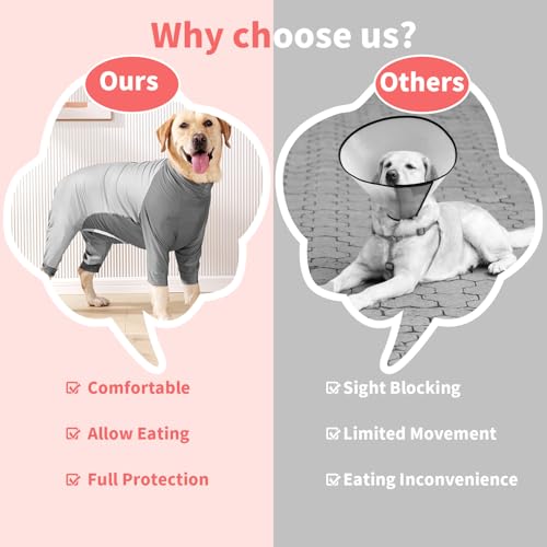 Image of Coppthinktu Recovery Suit for Dogs Dog Surgery Suit, Long Sleeve Dog Onesie After Spay Neuter for Female Dogs, Dog Surgical Recovery Body Suits to Prevent Licking Shedding Cone Alternative