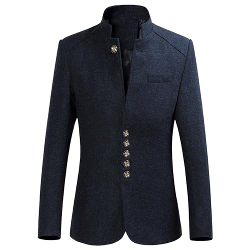 Mens Stand Collar Blazer Coats Casual Solid Slim Fit Suit Jackets Button Lightweight Sport Suit Coats