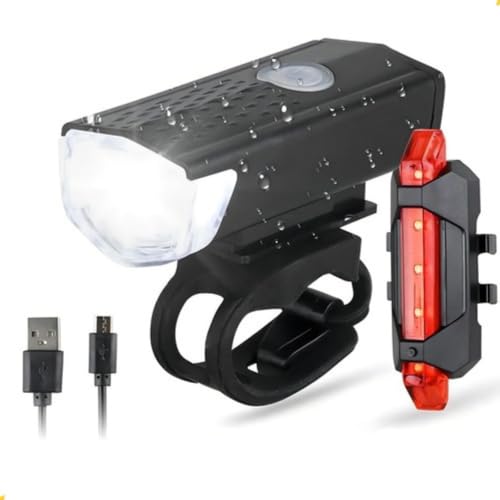 Kit Lanterna e Farol para Bicicleta Conjunto de Iluminação LED Resistente à Água com 3 Modos de Ilum