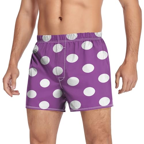 Polka Dot Men's Cotton Boxer Shorts Moisture-Wicking Underwear Sleep Shorts with Button Fly Pajama Bottoms S-2XL3