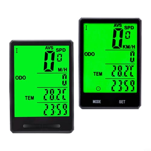 CashMuch Velocímetro y odómetro de bicicleta con pantalla grande de 2.8 pulgadas, multifunción, con cable o inalámbrico, con retroiluminación impermeable IPX6 (estilo C con cable)