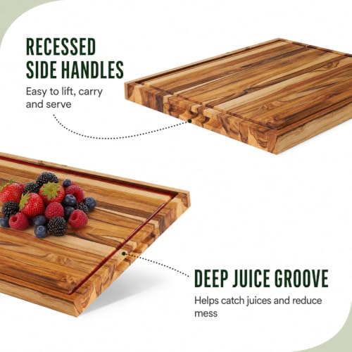 Tabla de cortar rectangular de madera de teka 18x14 miniatura 3