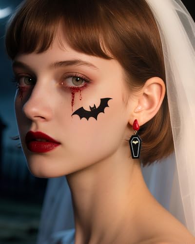 Halloween Earrings For Women Lightweight Black Coffin,Cat,Spider and Gold Snake Dangle Earrings Halloween Goth Earring Gothic Jewelry Gift2