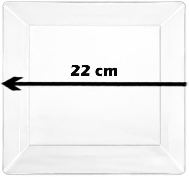 Lüks Mika Kare Tabak Plastik Parti Tabağı Şeffaf 22 cm 10'lu