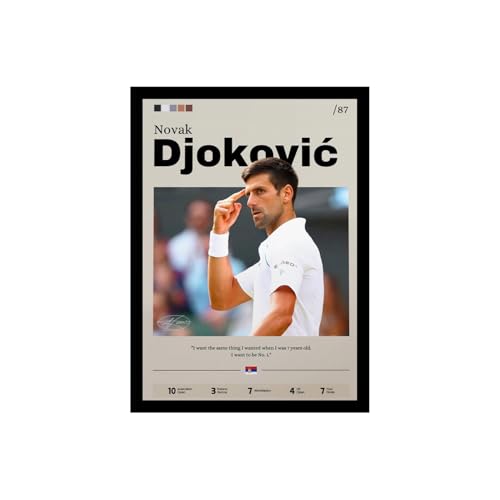 Image of BLINKART Novak Djokovic Tennis Player Synthetic Wood Photo Framed Wall Hanging Poster For Room & Office Bedroom Living Boys and Girl Room Home Wall Hanging(12 * 18 Inches)