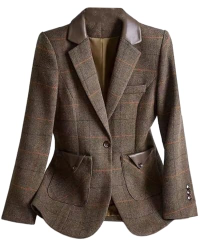 Blazer à carreaux femme à revers cranté pour silhouette structurée