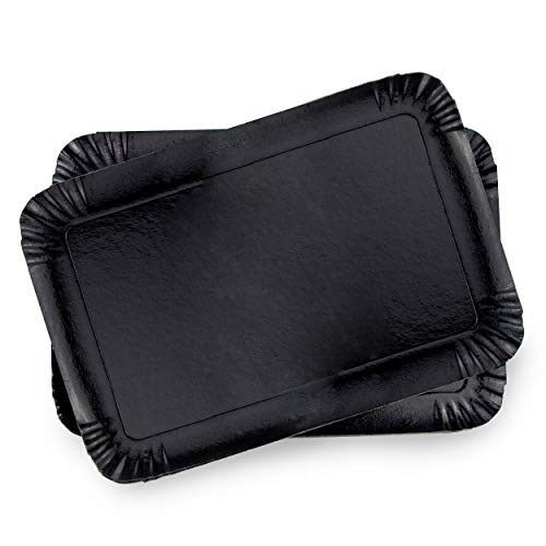 Extiff - Set mit 25 Kartonschalen, 28 x 19 cm, Präsentationsschalen für Gebäck oder kaltes Buffet (schwarz) Cover