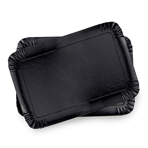 Extiff - Juego de 25 bandejas de cartón, 28 x 19 cm, bandejas de presentación para pastelería o buffet frío (Negro)