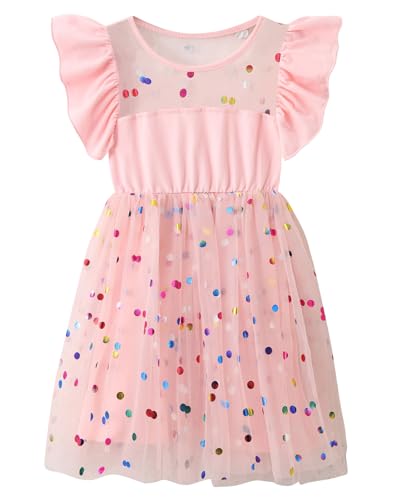 Dutebare Girl Tutu Dress Ruffle Sleeve Toddler Tulle Dresses Cute Princess Party Sundress