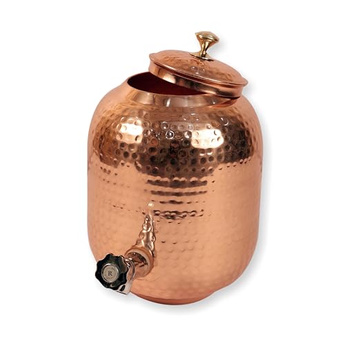 Image of Copper Water Matka 4L with Rustic Hammered Design, Traditional Copper Water Storage Pot for Home, Kitchen & Office