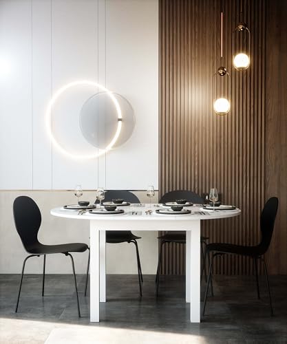 Newfurn Esstisch rund ausziehbar 100–140 cm – moderner Funktionstisch in Weiß, Stabiler Stand, skandinavisches Design, flexibel für Esszimmer oder Küche Newfurn Esstisch rund ausziehbar 100–140 cm – moderner Funktionstisch in Weiß, Stabiler Stand, skandinavisches Design, flexibel für Esszimmer oder Küche
