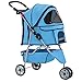 New Blue Pet Stroller Cat Dog Cage 3 Wheels Stroller Travel Folding Carrier T13