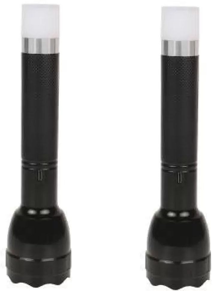 Care 4 USB Rechargeable Long Range Torch Flashlight, Searchlight for Emeregency and Outdoor Use (Black, 17 cm, Rechargeable) Set of 2-image-2