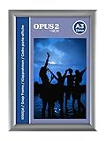 Mit Befestigungsmaterial OPUS 2 Klapprahmen A3 mit 25 mm Aluminium-Profil - aufklappbarer Plakatrahmen mit Gehrungsecke - Schnapprahmen für u.a. Poster, Zertifikate, Fotos & Werbemittel - Silber