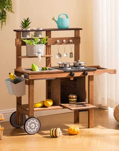 ROBUD Mud Kitchen for Kids Outdoor with Wheels,...