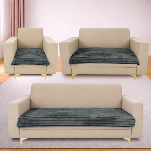 Image of Homerz Premium Rabbit Fur Sofa Cover with Anti-Skid Backing, Soft Plush Fabric Sofa Protector for Living Room Furniture (Grey, 6 (3+2+1) Seater, Only Seat Cover)
