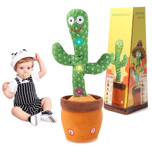 Dancing Cactus Toy for Baby Toddler, Talking Cactus Colorful Glowing Repeating What You Say, Singing Toys 120 Pcs Songs for Baby Gifts