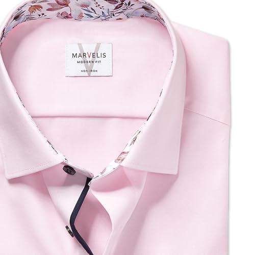 Marvelis Herren Businesshemd Langarm 720014,Einfarbig,Modern Fit,New Kent,Altrose 71,42