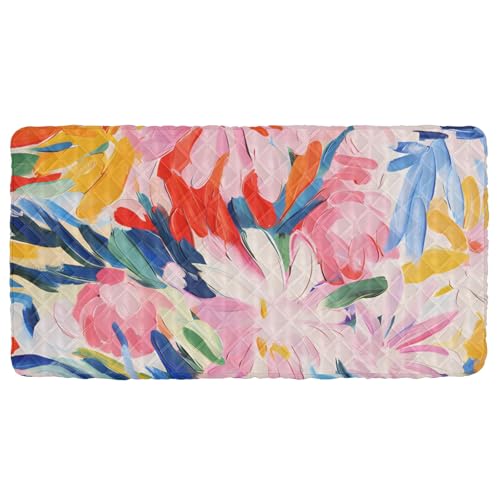 Portable Toddler Bed Sheet for Kids Artistic Floral Pattern Travel Bed Fitted Sheet