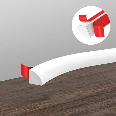 AxPower 120Inch Flexible Quarter Round Molding Trim, White Self Adhesive Wall Trim Mini Peel and Stick Rubber Trim Molding for Floor, Bathroom, Kitchen, Countertop, 120" L x 0.5" W x 0.5" H