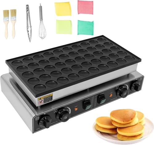 Máquina Eléctrica para Hacer Panqueques De 50 Cavidades, Mini Crepes Y Wafles Antiadherentes, 1700 W, Temperatura Ajustable De 50 A 300 ℃, Temporizador De 5 Minutos para Hornear Fácilmente