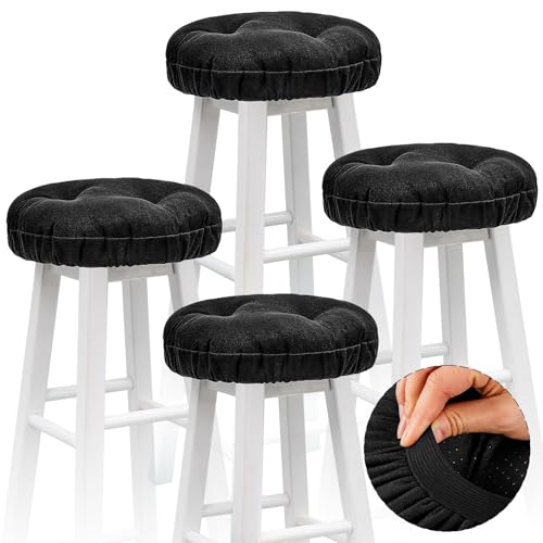 Image of Marsui 4 Pieces Bar Stool Cover Non Slip Padded Cushion, 13 Inch, Black