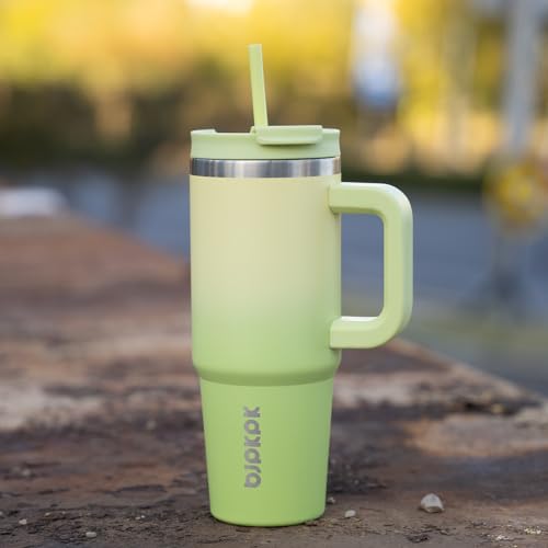 Image of BJPKPK 30 oz Insulated Tumbler With Lid And Straw Stainless Steel Tumblers Cup With Handle For Women And Men,Day And Night