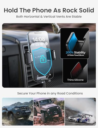 Car Phone Holder, Mobile Phone Holder for Cars Air Vent, [360° Rotation] [Ultra Stable] LISEN Car Phone Mount for iPhone 17 16 Pro Max Air, Galaxy S25 Ultra, All 4.0''-7.0'' Smartphones