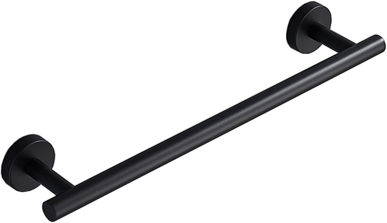 Porte-serviettes mural de 50 cm en acier brossé noir pour optimiser les petites pièces