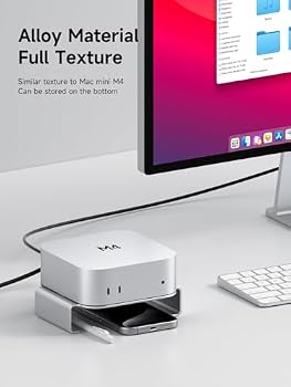 Support En Aluminium Pour Mac Mini M4/M4 Pro - Design Aéré Pour Refroidissement - Bouton D'alimentation Accessible - Antidérapant