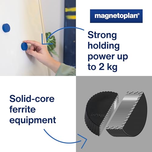 magnesy magnetoplan Discofix Magnum, 10 sztuk, magnesy z plastikową nakładką w 5 mocnych kolorach, okrągłe, ze specjalną powłoką magnetyczną
