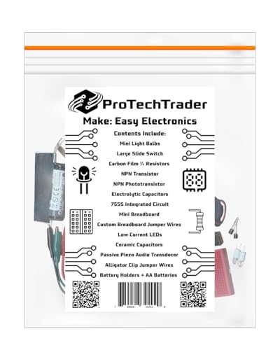 ProTechTrader Make: Easy Electronics Component Pack - Learn Basic Electronics with no Tools for Easy Electronics by Charles Platt (Book Sold Separately)